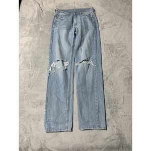 American Eagle 90's Straight Women's 4 Long Light Wash Blue Denim Jeans 28x32